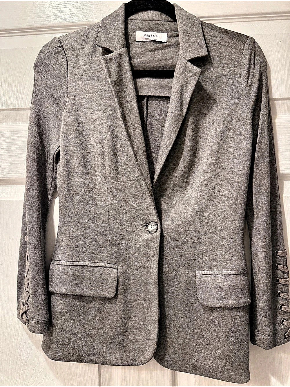 Bailey/44 Gray Lace-Up Cuff Blazer Size XS Like New